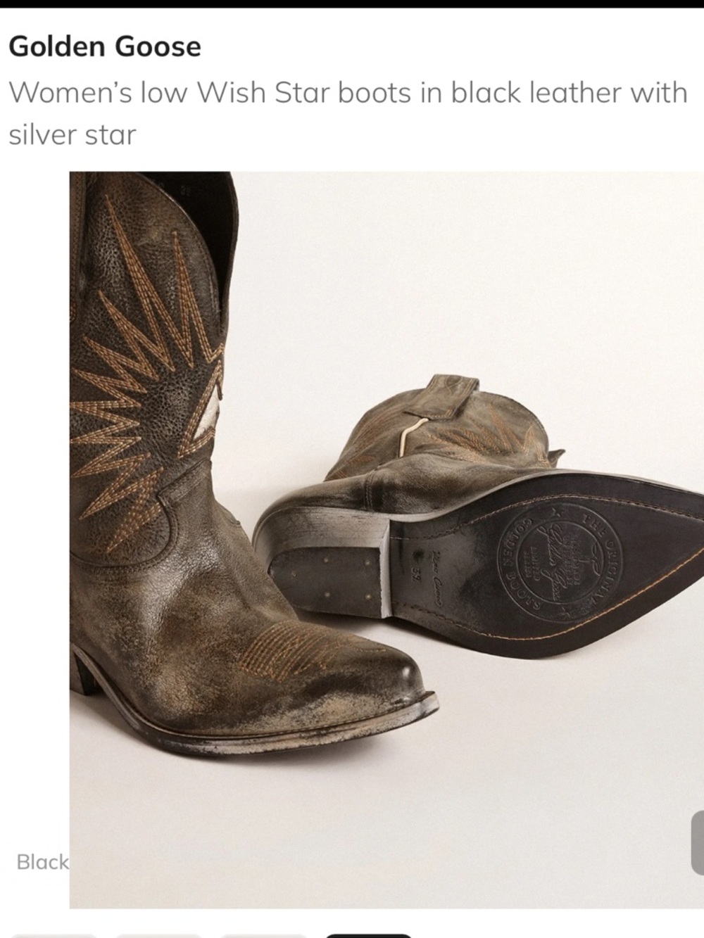 GOLDEN GOOSE
Women low Wish Star boots in black leather with silver star Sz 36 - Picture 3 of 16